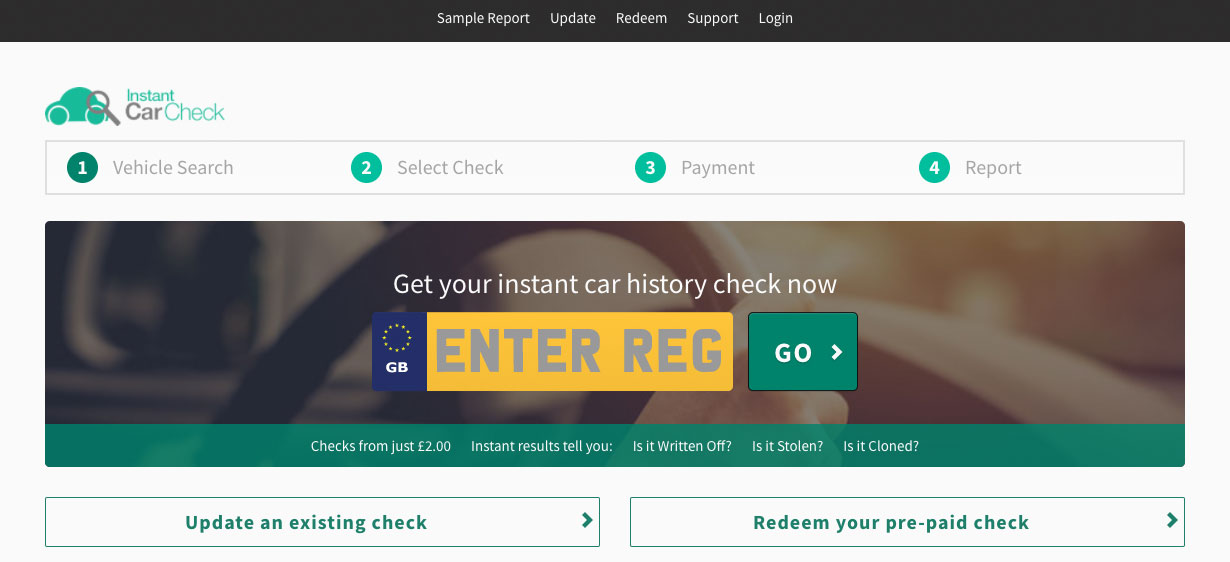 Instant Car Check number plate input